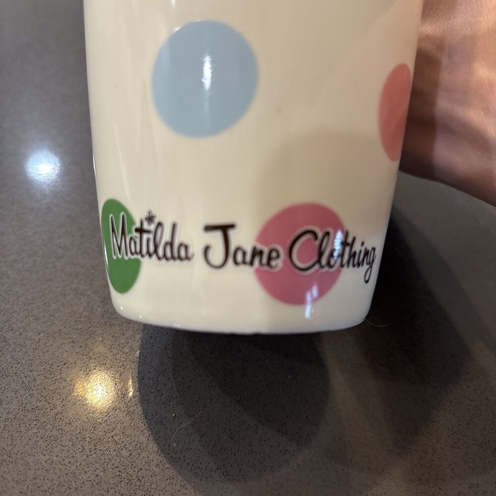 Polka Dot Ceramic Coffee Latte Mug Matilda Jane Clothing 16 oz (No Lid) - Picture 9 of 10